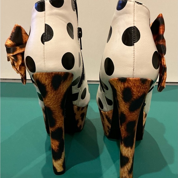 Iron Fist Stylish Polka Dot and Leopard Print Platform Heels  Size 8 - Picture 5 of 7